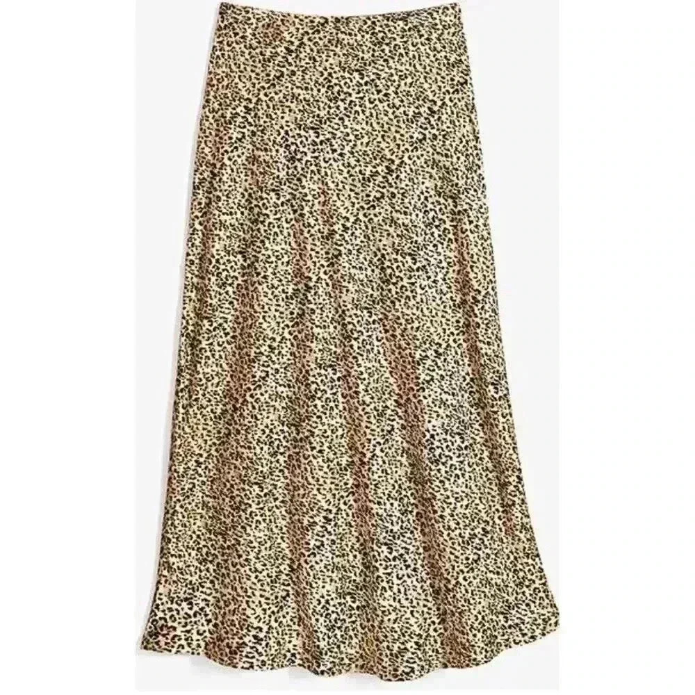 Cheetah Animal Print Midi A-Line Slip Skirt Women's Size Small